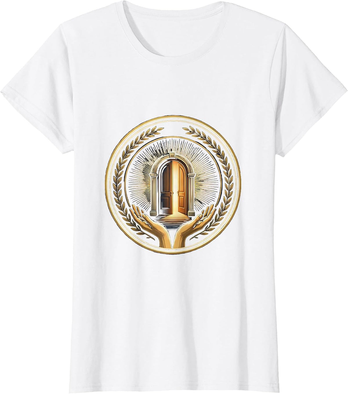 Social Worker Open Door Warm Light Illustration T-Shirt - White