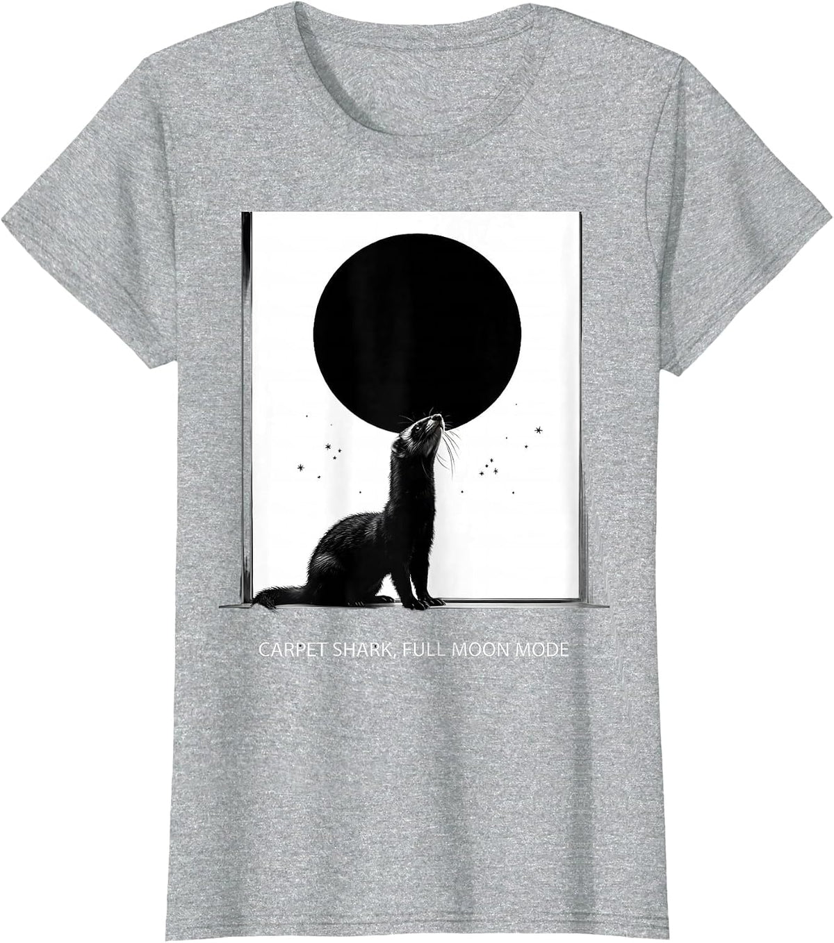 Carpet Shark Full Moon Mode Funny Ferret Lover Gift T-Shirt - Heather Grey