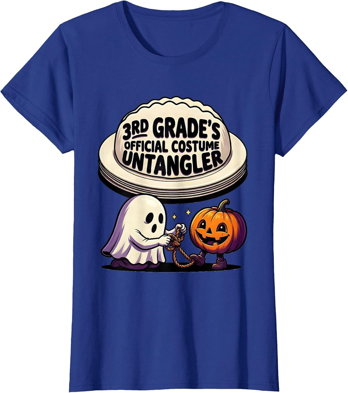Women's 3rd Grade's Official Costume Untangler Spooky Third Grade T-Shirt - Royal Blue