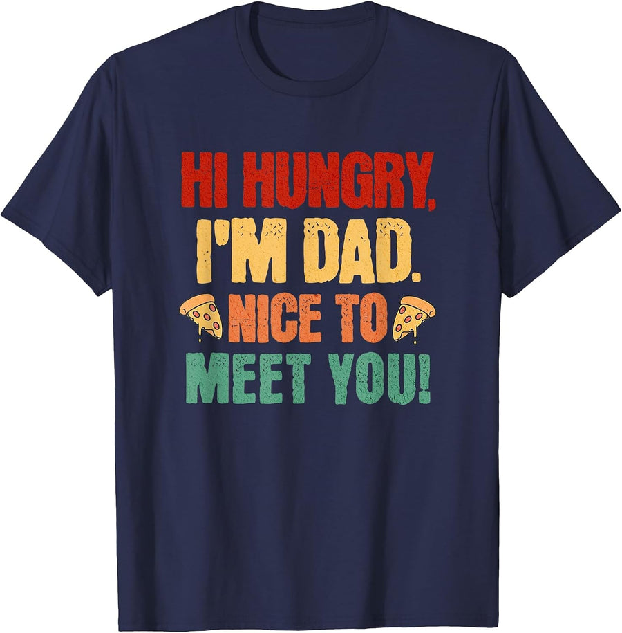 Hi Hungry I'm Dad Nice to Meet You Fathers Day Vintage Mens T-Shirt - Navy Blue