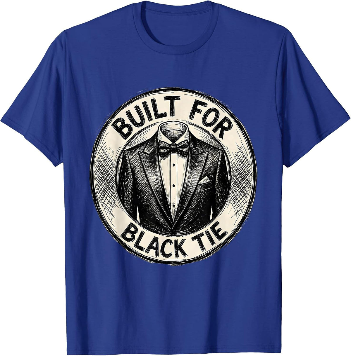 Built for Black Tie Tuxedo Graphic Design T-Shirt - Royal Blue