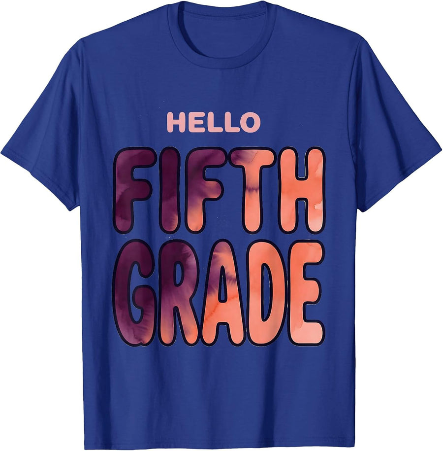 Hello Fifth Grade Girl Tie Dye Back to School Teacher T-Shirt - Royal Blue