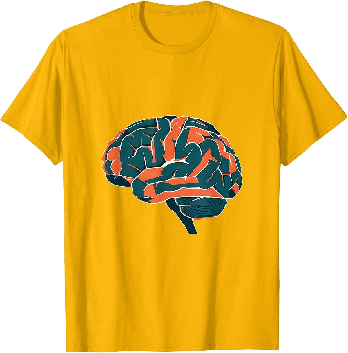 Autism Awareness Geometric Brain Art Design T-Shirt - Golden Yellow