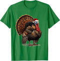 Men's Turkey Santa Hat Farm Animal Christmas Humor T-Shirt - Kelly Green