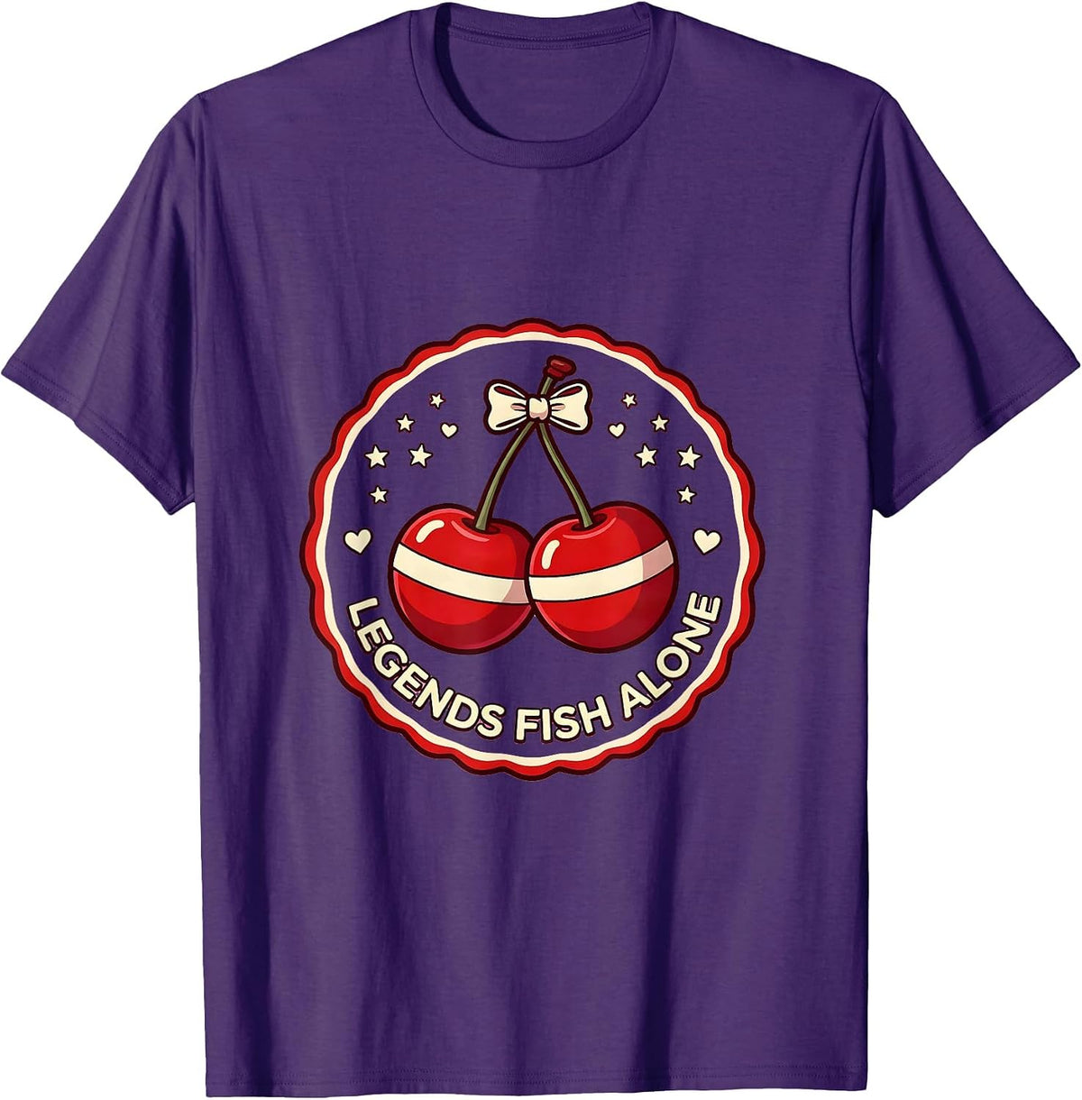 Legends Fish Alone Fishing Graphic Design T-Shirt - Purple