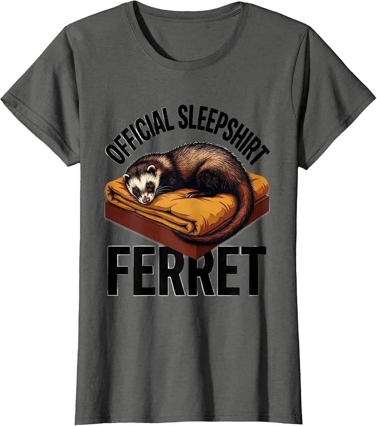 Women's Official Sleepshirt Ferret Cute Animal Lovers Novelty T-Shirt - Asphalt Grey