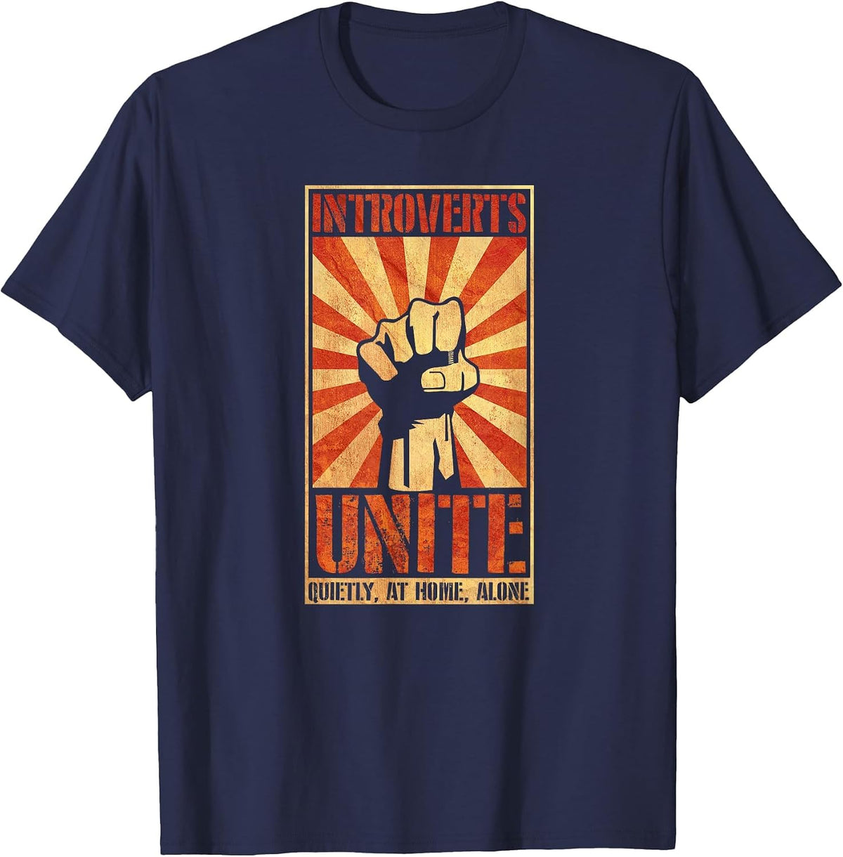 Introverts Unite Quietly, At Home, Introverted, Anti Social T-Shirt - Navy Blue