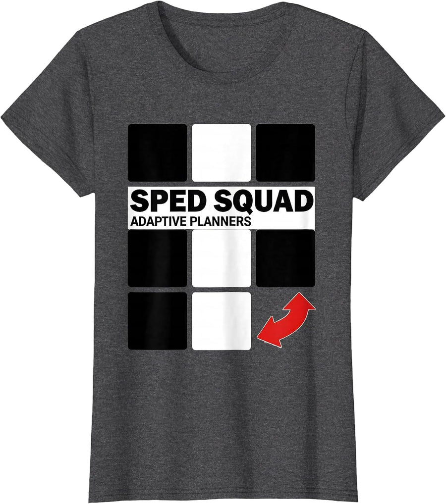 Women's SPED Squad Adaptive Planners Special Education Teacher T-Shirt - Dark Heather Grey