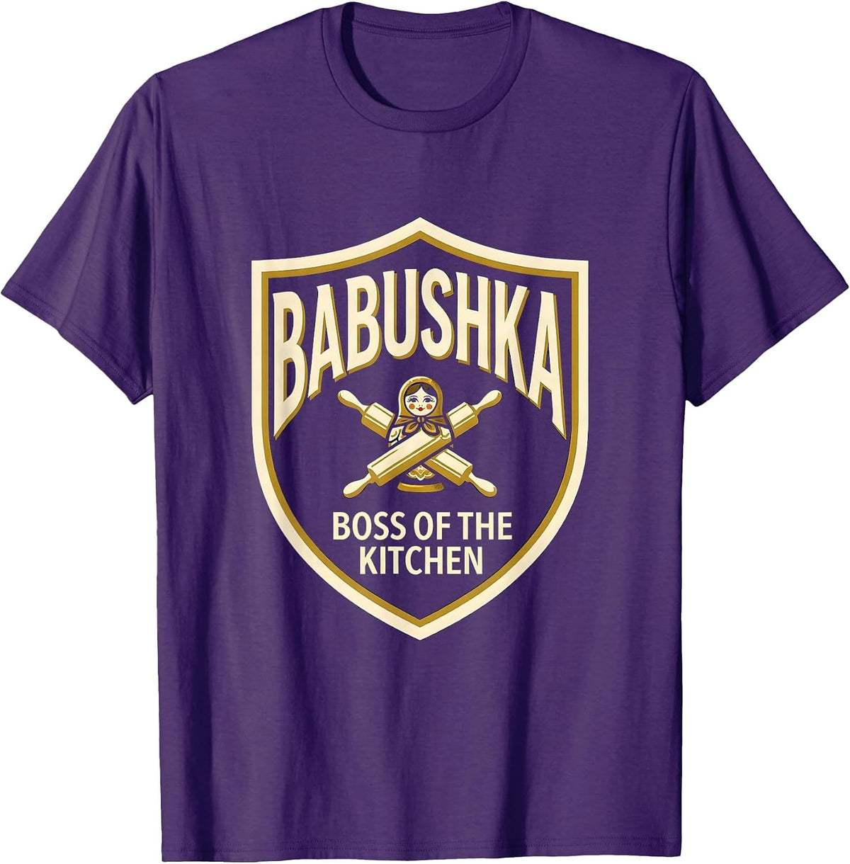 Men's Babushka — Boss Of The Kitchen Funny Russian Heritage Gift T-Shirt - Purple