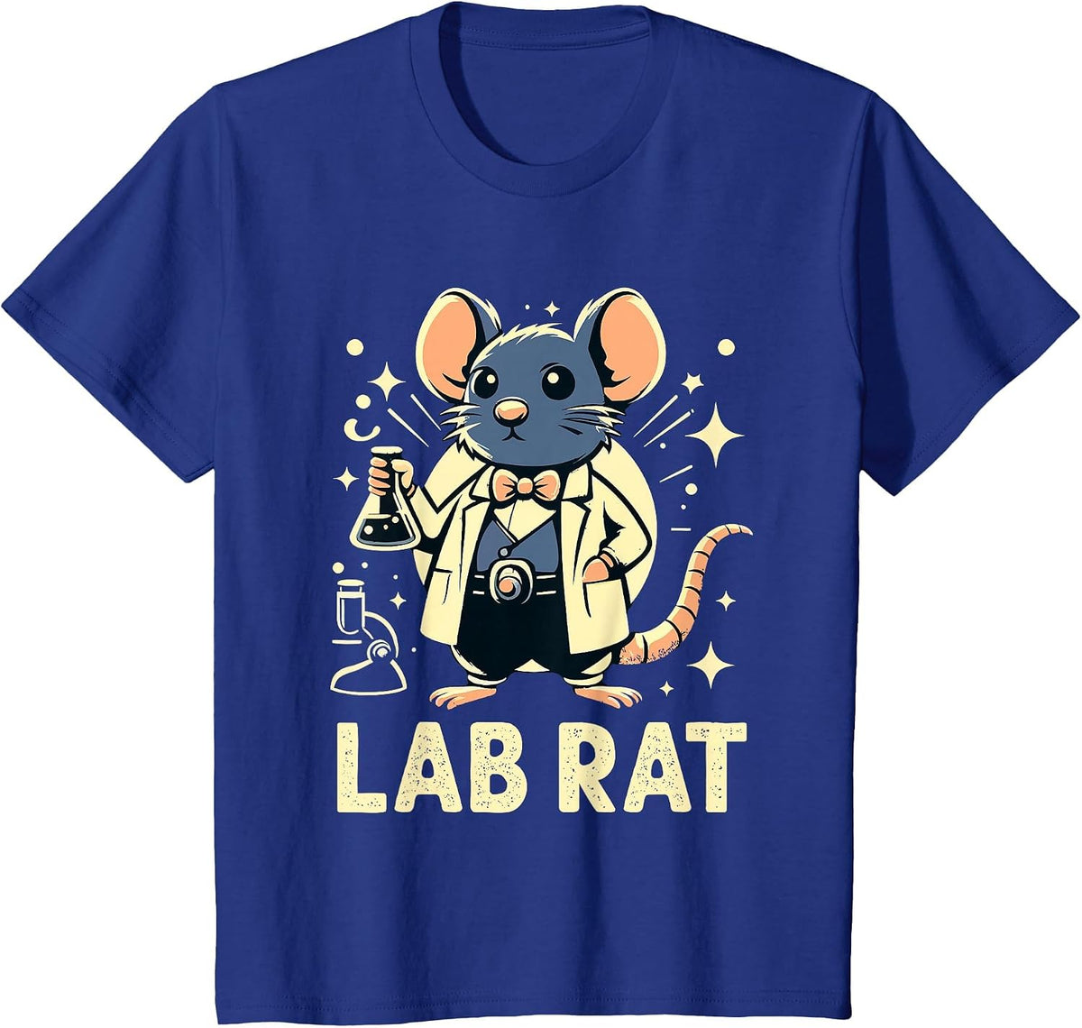 Adorable Lab Rat Scientist Cartoon T-Shirt - Royal Blue
