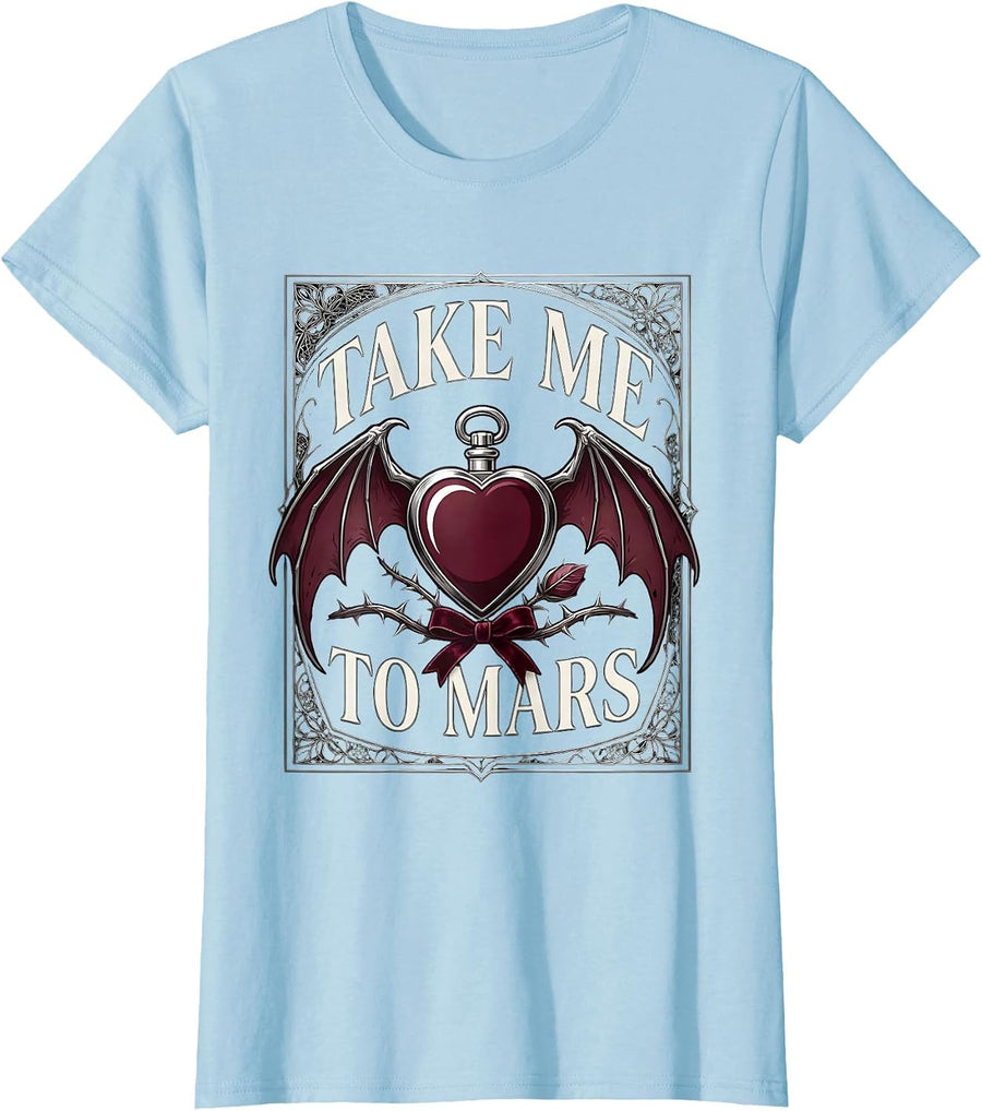 Women's Take Me to Mars Space Exploration Design T-Shirt - Baby Blue