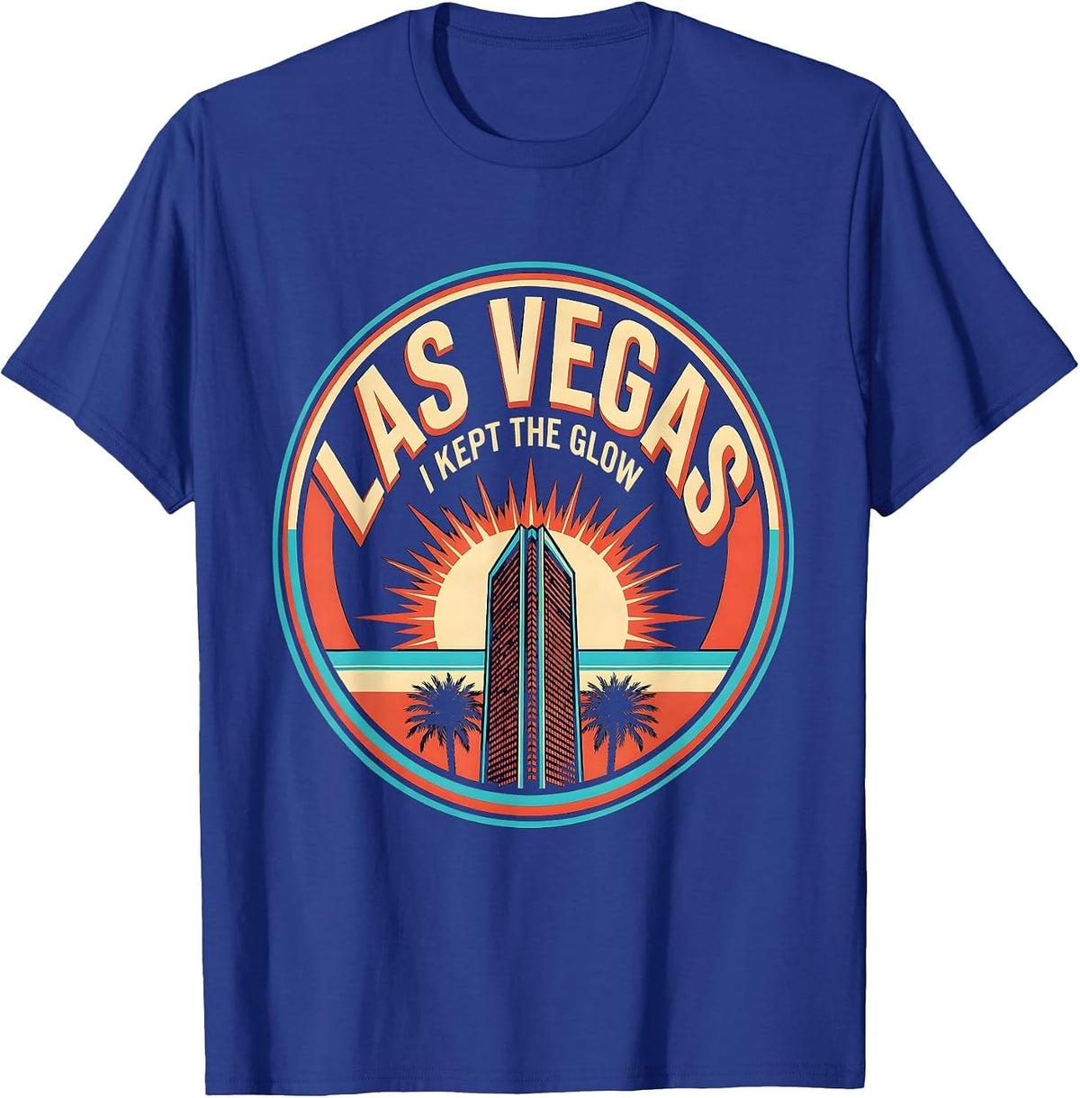 Las Vegas I Kept The Glow Screenprint Poster Vacation Trip T-Shirt - Royal Blue