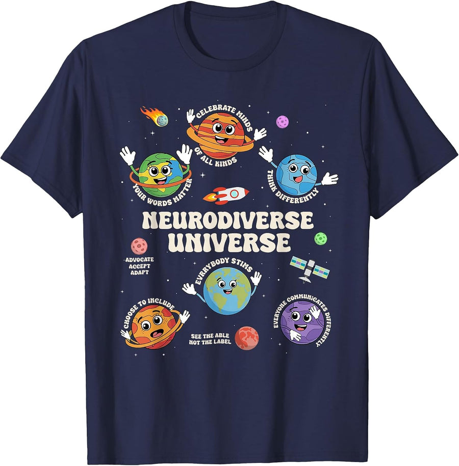 Autism Awareness Neurodiversity ASD SPED Teacher Women Kids T-Shirt - Navy Blue