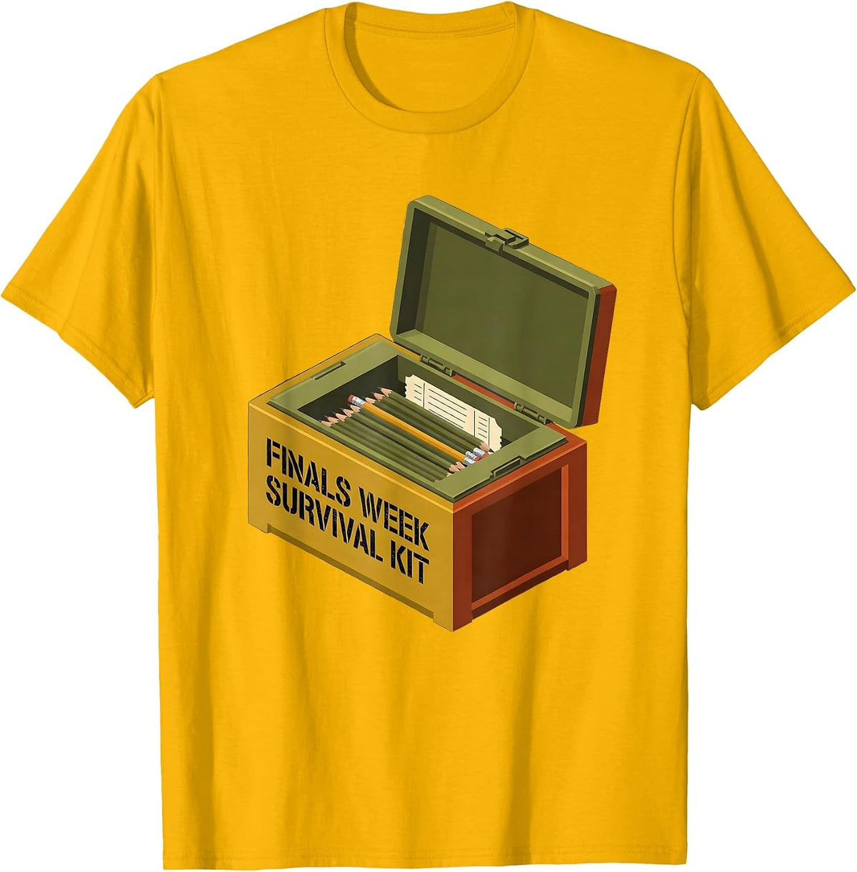 Finals Week Survival Kit Funny College Student Gift T-Shirt - Golden Yellow
