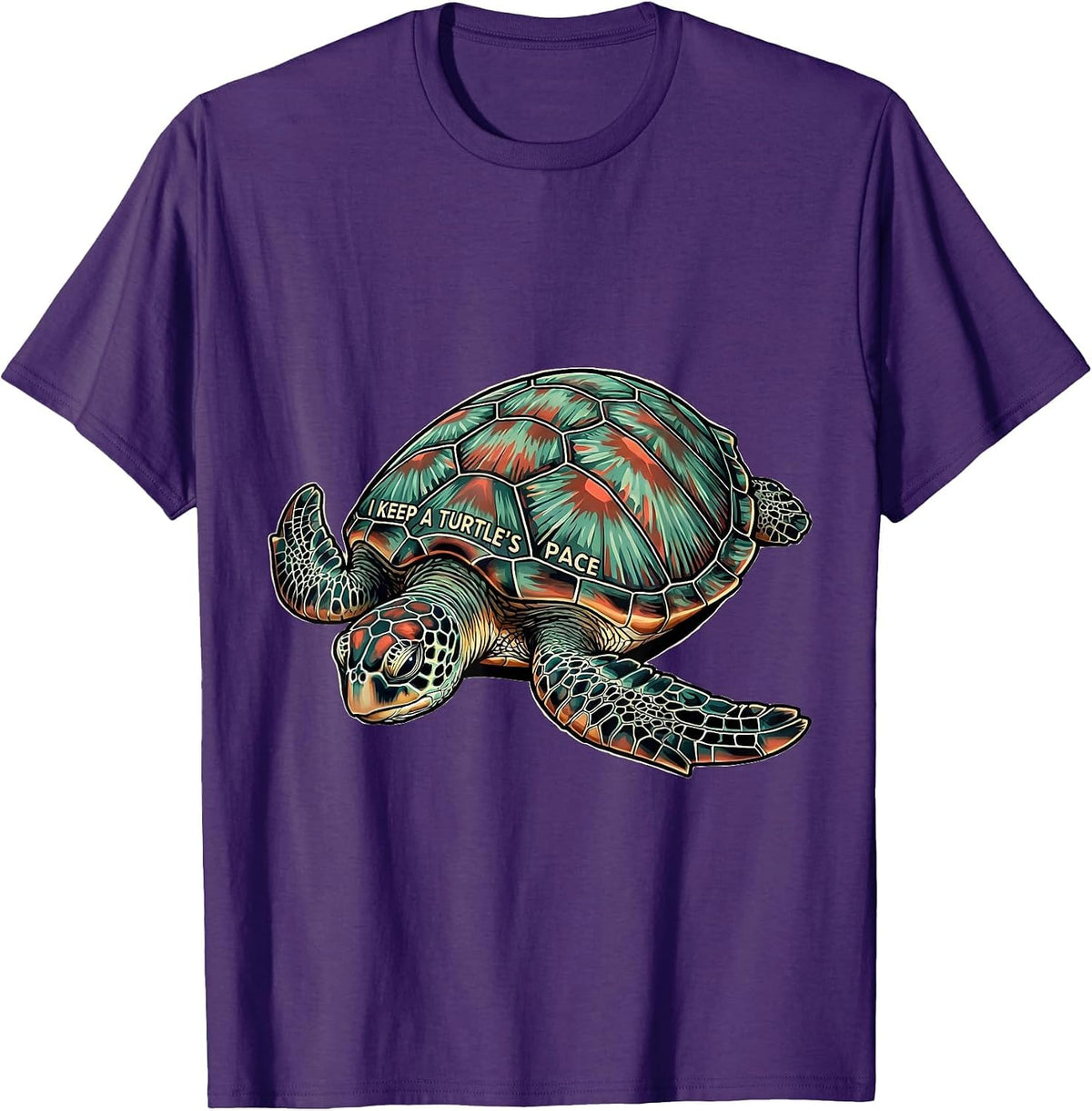 Men's I Keep A Turtle's Pace Tattoo Sea Turtle Ocean Animal Lover T-Shirt - Purple