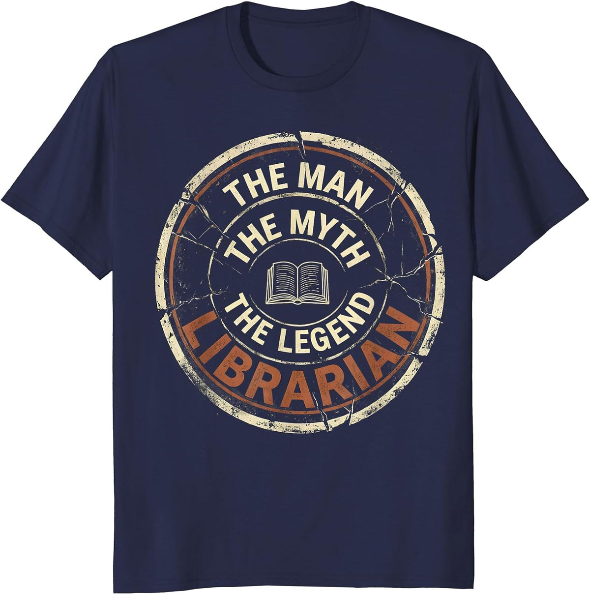 The Man The Myth The Legend Librarian Distressed Vintage T-Shirt - Navy Blue