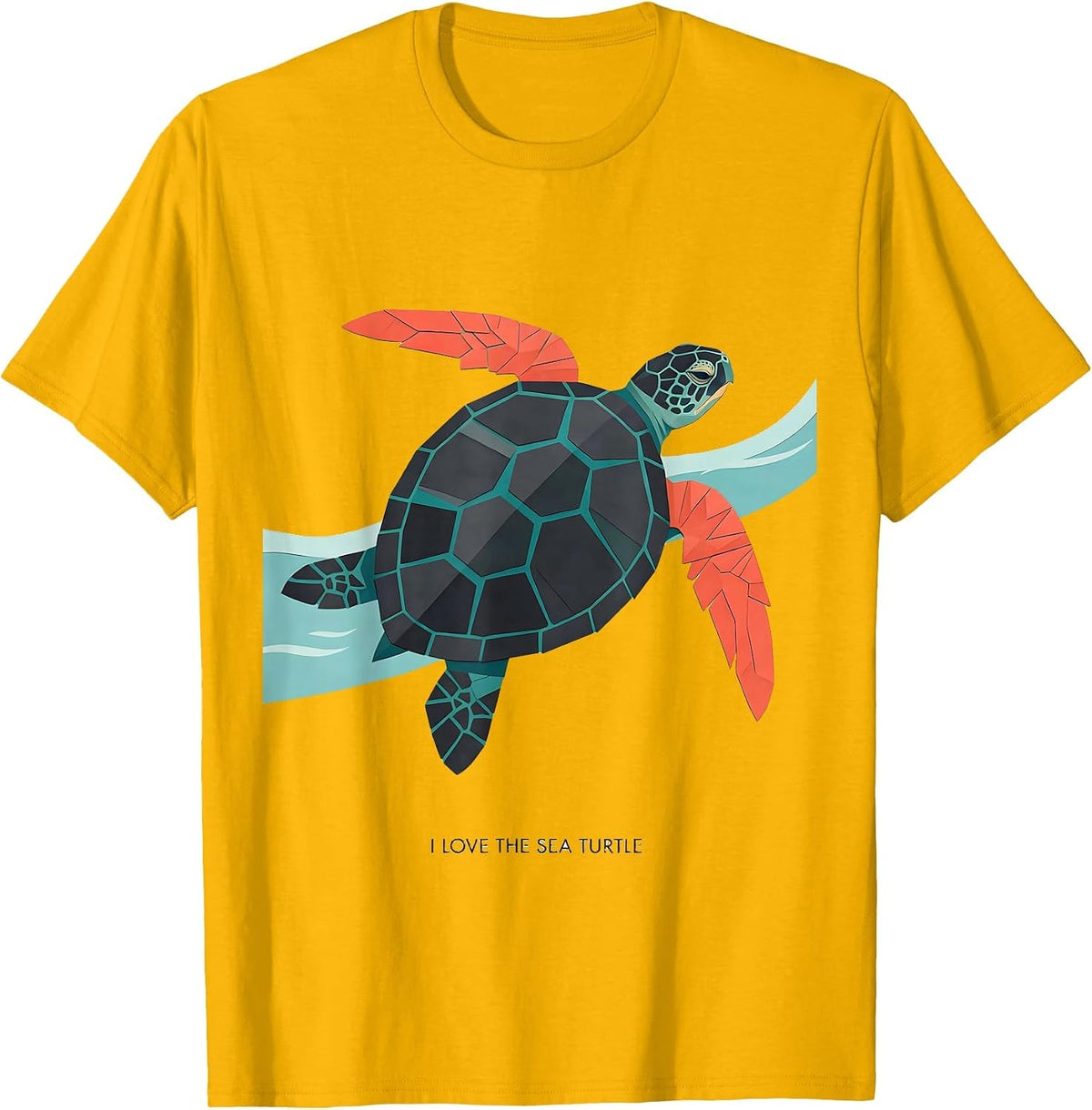 I Love The Sea Turtle Midcentury Modern Ocean Animal Lover T-Shirt - Golden Yellow