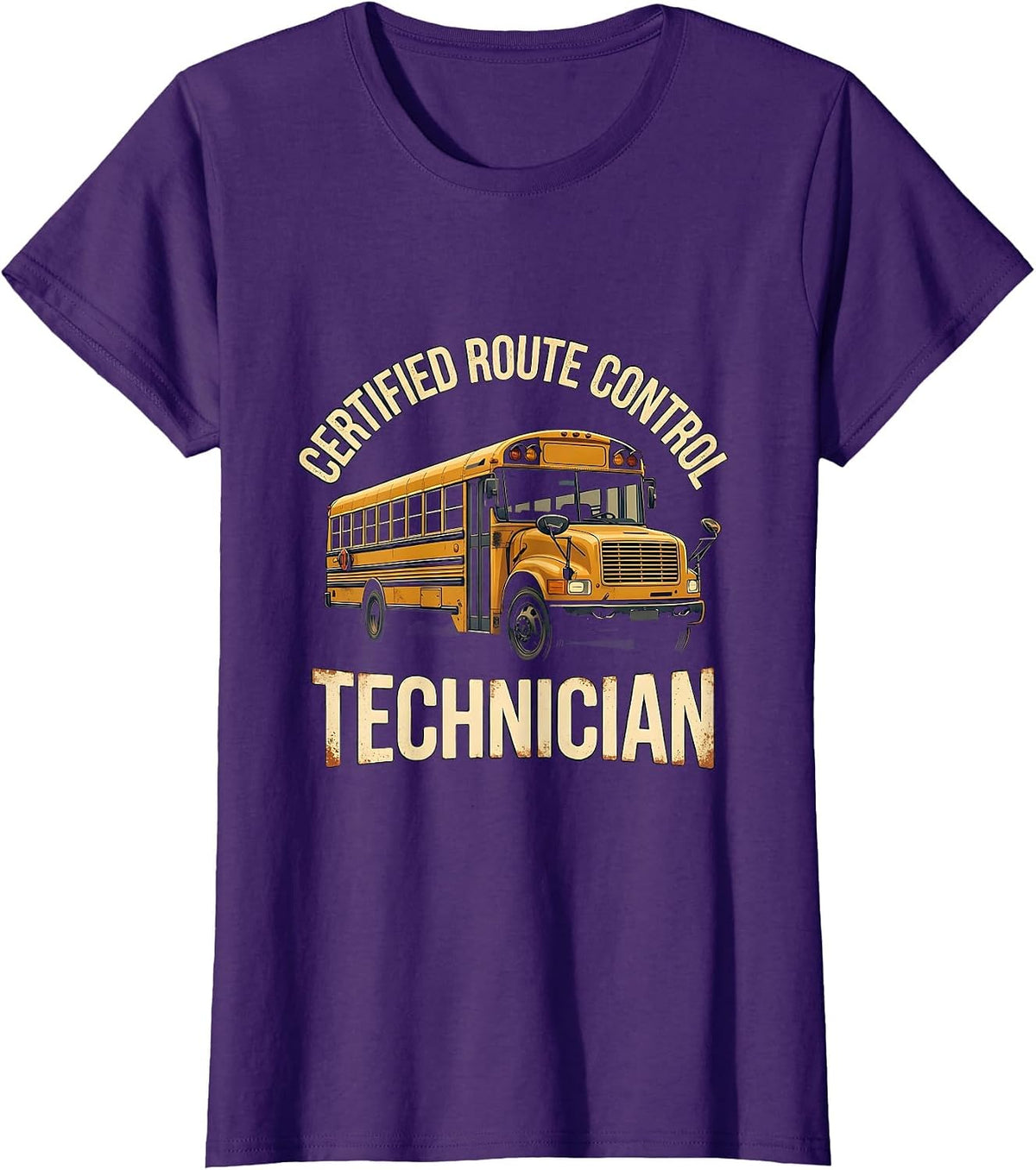 Women's Certified Route Control Technician Vintage School Bus Driver T-Shirt - Purple