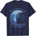 Hello Darkness My Old Friend Funny Cat Moon T-Shirt Tee for Cat Lovers - Navy Blue