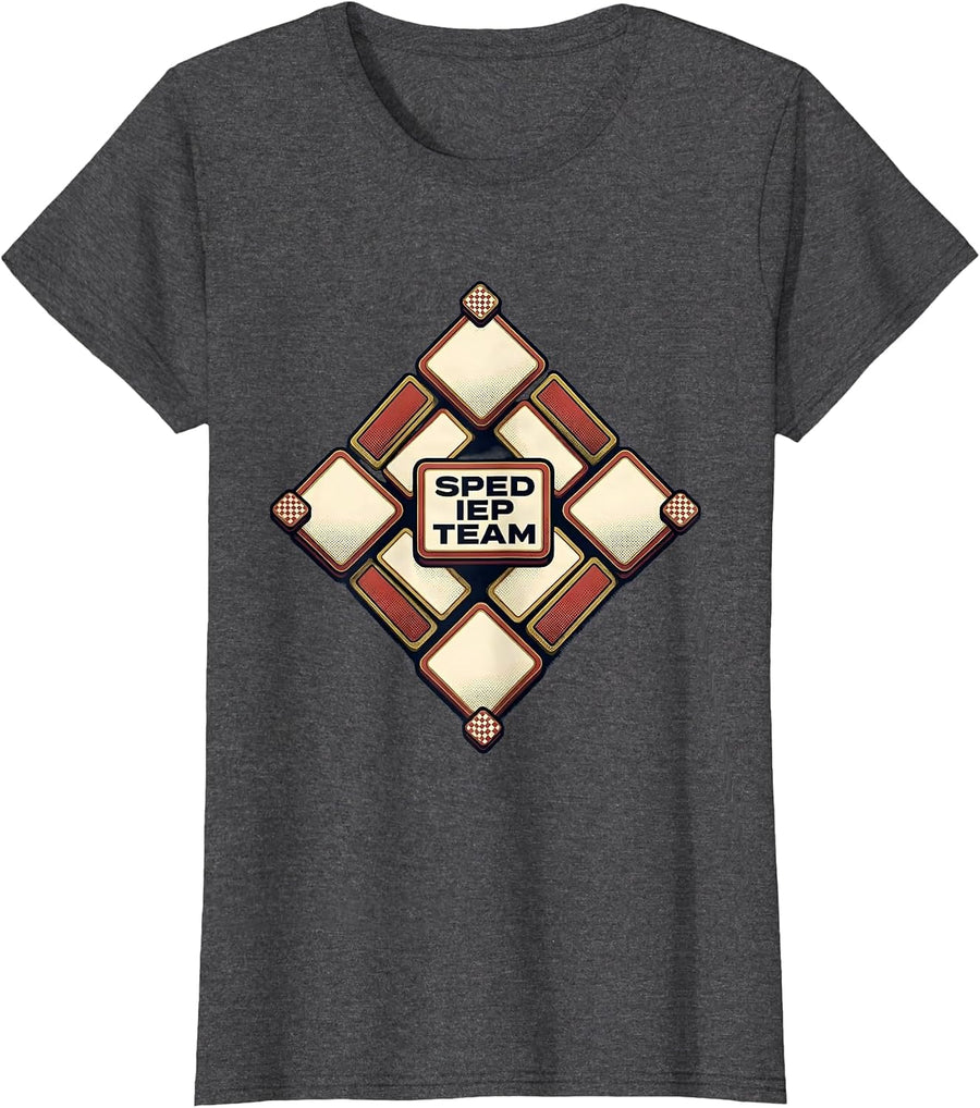 Women's SPED IEP Team Emblem Special Education Teacher Appreciation T-Shirt - Dark Heather Grey
