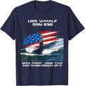 USS Whale SSN-638 American Flag Submarine Veteran Xmas T-Shirt - Navy Blue