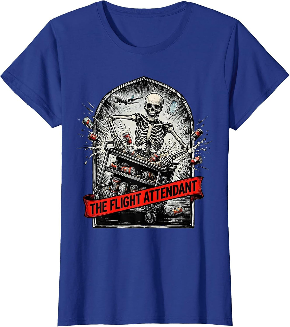 Women's The Flight Attendant Comic Book Tarot Card Halloween T-Shirt - Royal Blue