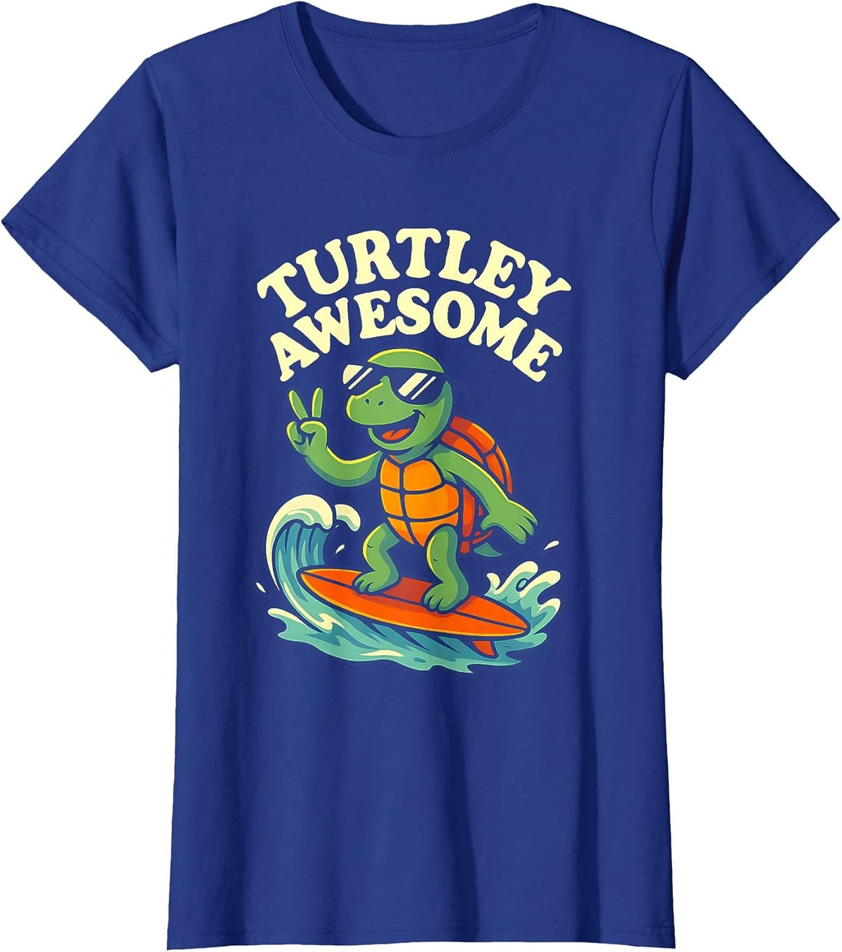 Turtley Awesome - Surfing Turtle T-Shirt - Royal Blue