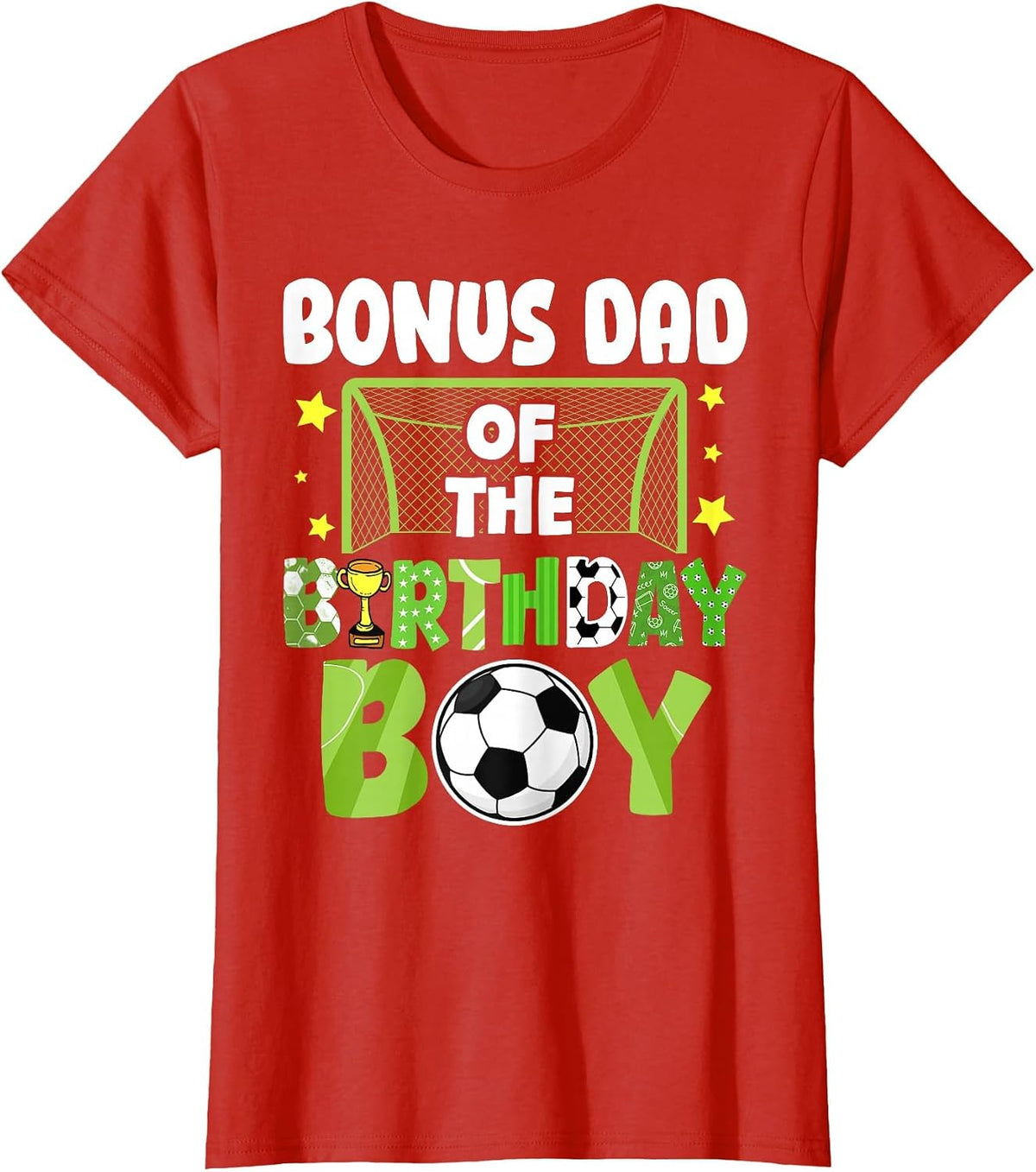 Soccer Bonus Dad Birthday Boy Party Soccer Family Matching T-Shirt - Red