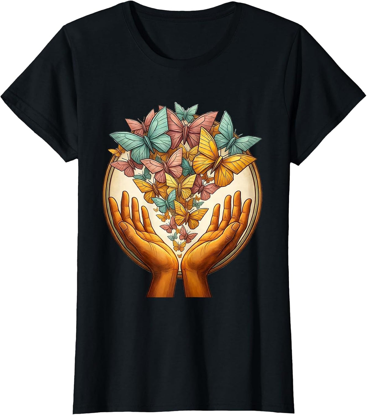 Women's Autism Awareness Butterfly Release Graphic T-Shirt - Black