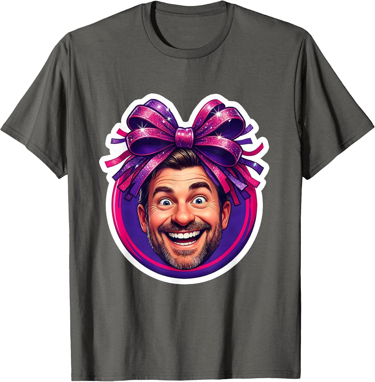 Men's Cheer Dad Oversized Bow Graphic T-Shirt - Asphalt Grey