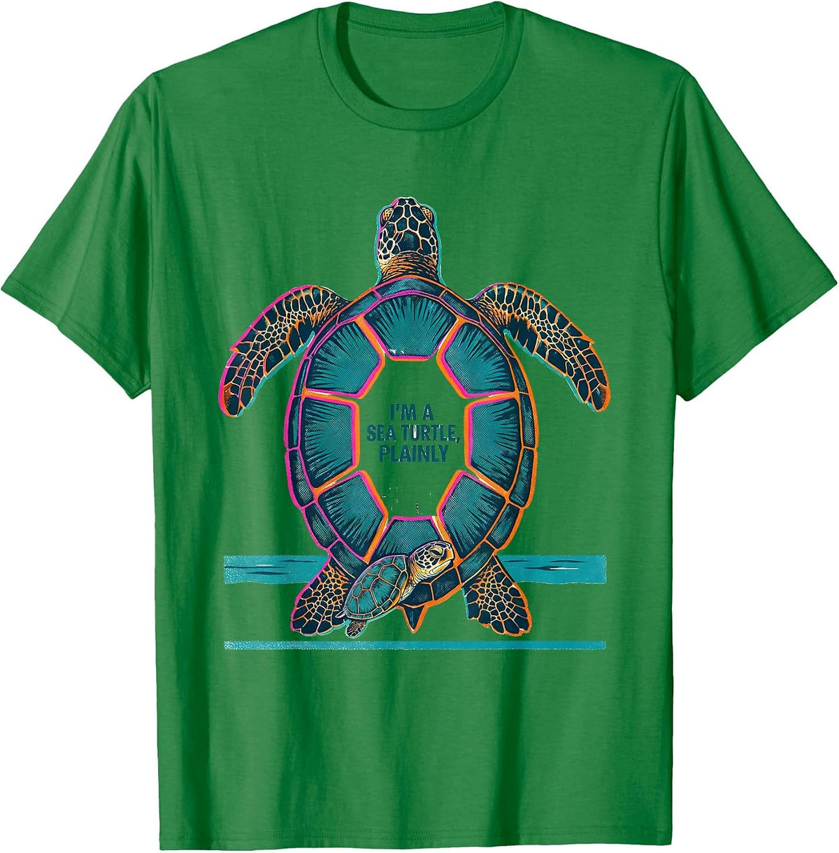 Men's I'm A Sea Turtle Plainly Retro Sea Turtle Lover Vacation T-Shirt - Kelly Green