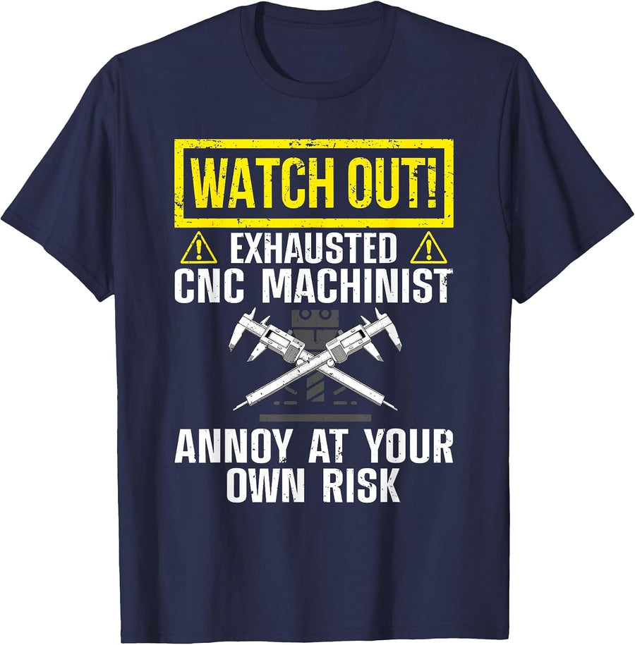 Funny Machine Operator for Men Women Machining CNC Machinist T-Shirt - Navy Blue