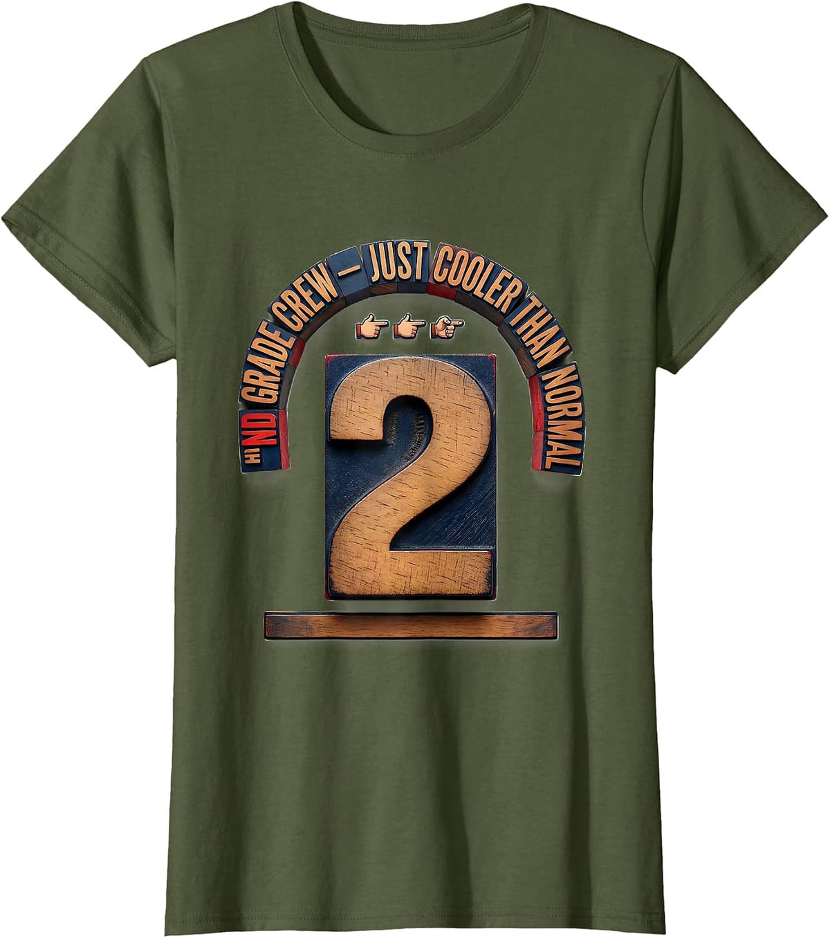 Women's 2nd Grade Crew Just Cooler Than Normal Teacher T-Shirt - Olive Green