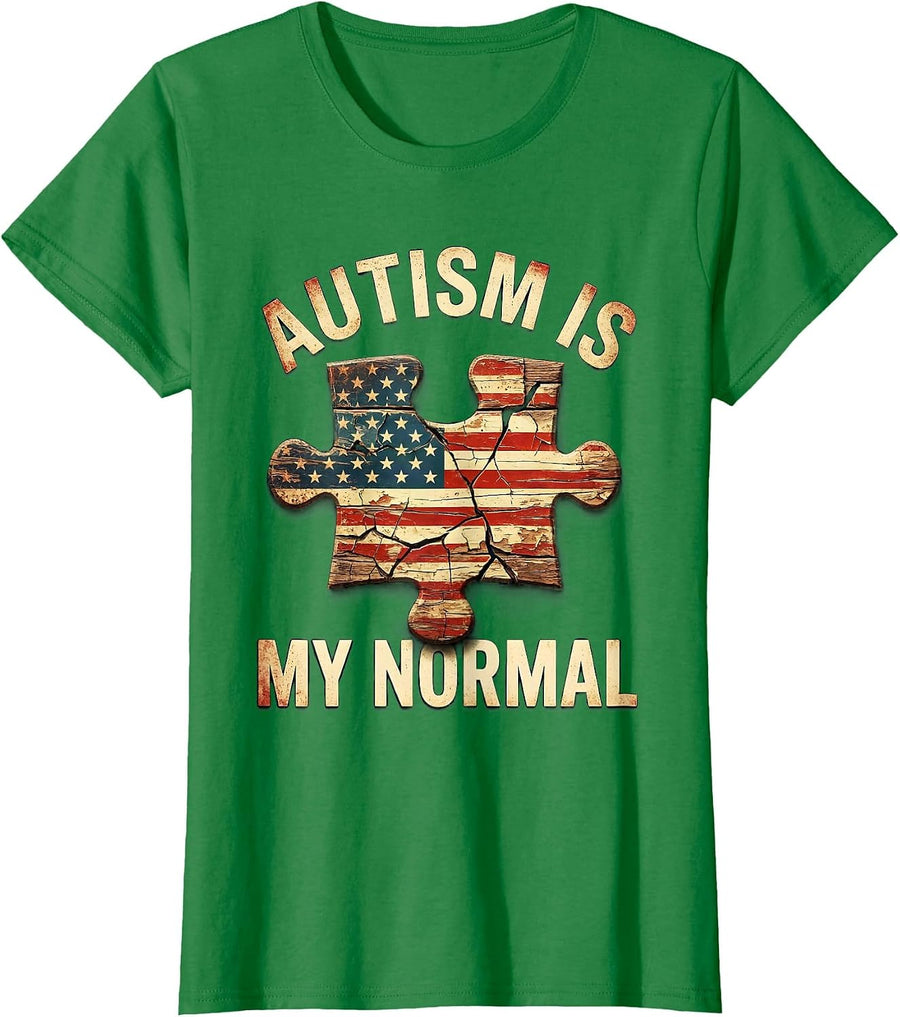 Women's Autism Is My Normal Awareness Design T-Shirt - Kelly Green