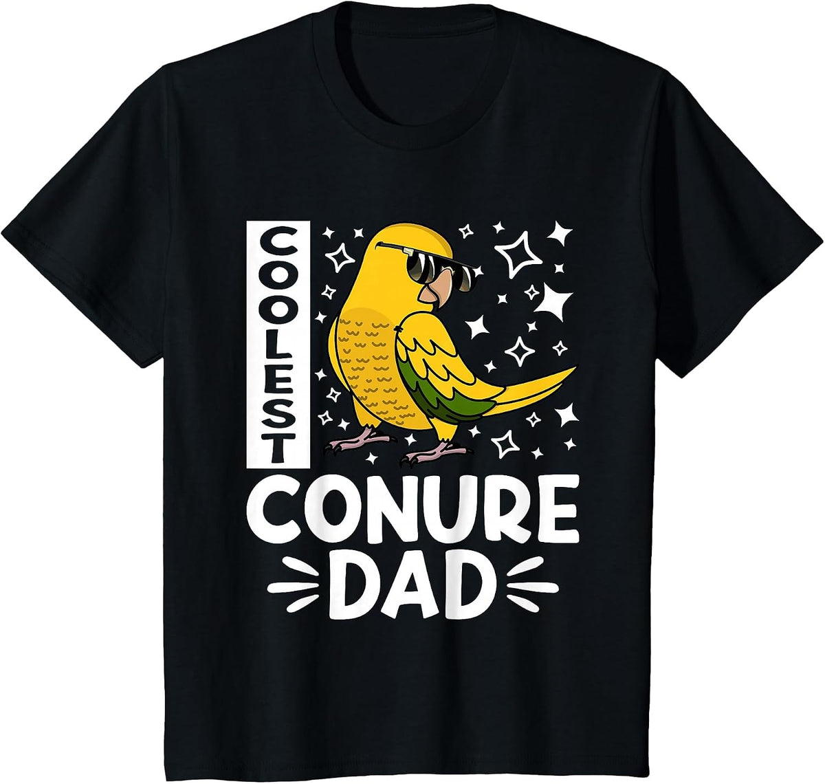 Coolest Conure Parrot Dad I Golden Conure T-Shirt - Black
