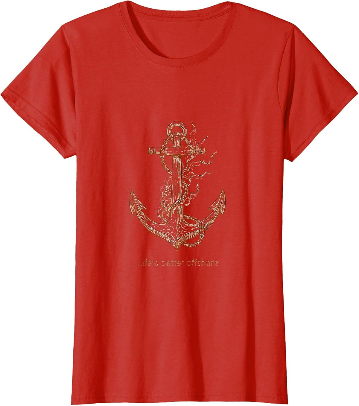 Life's Better Offshore Pirate Adventure Design T-Shirt - Red