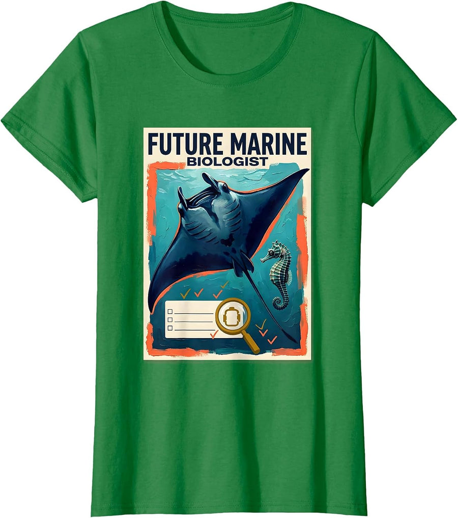 Women's Future Marine Biologist Cute Ocean Wildlife Marine Science T-Shirt - Kelly Green