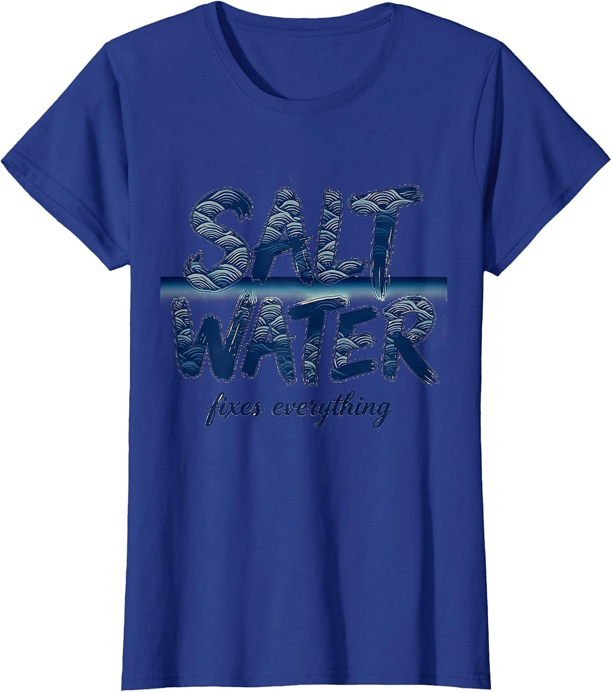 Women's Salt Water Fixes Everything Sailor Design T-Shirt - Royal Blue