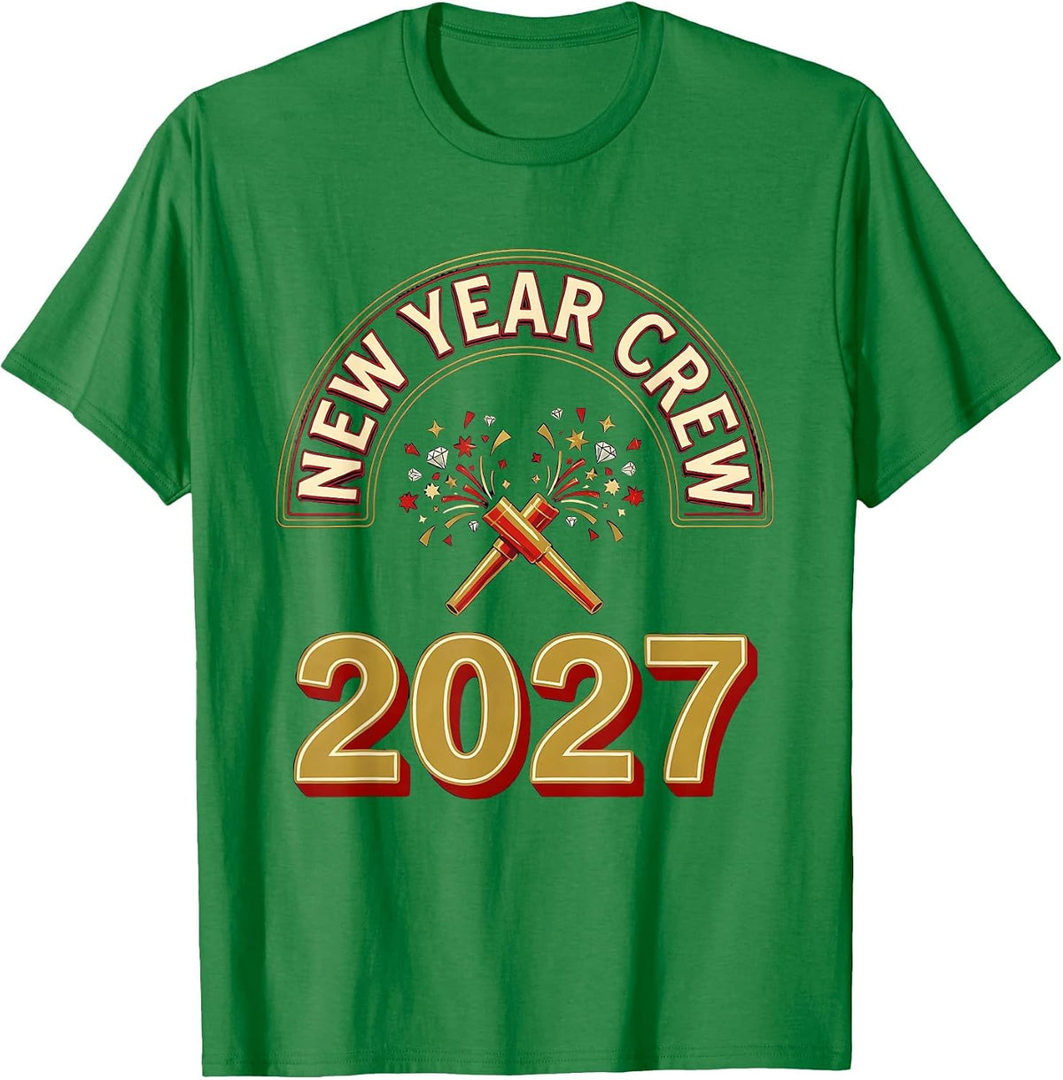 Men's New Year Crew 2027 Festive Party Family Matching Celebration T-Shirt - Kelly Green