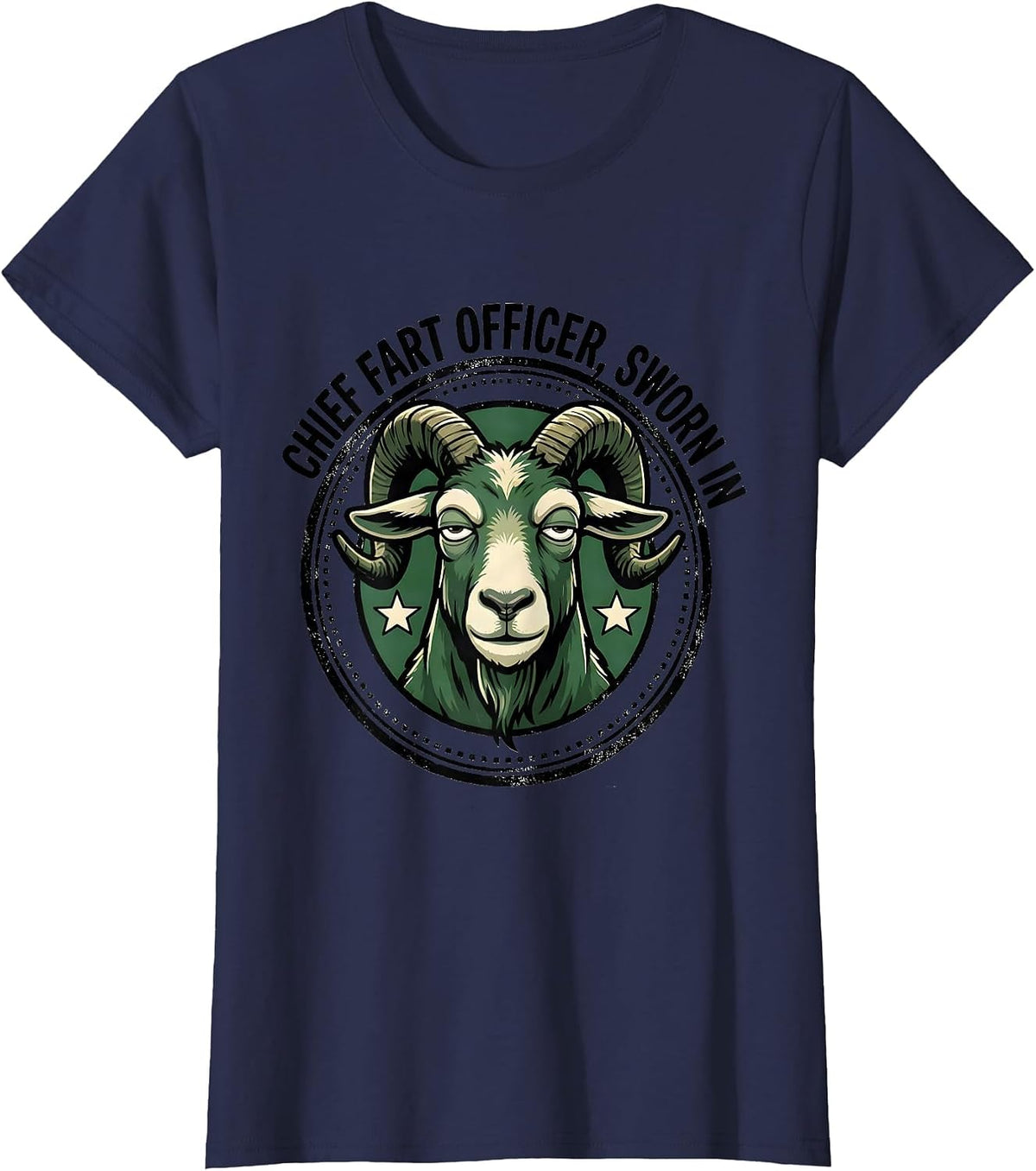 Women's Chief Fart Officer, Sworn In Funny Goat Meme Humor T-Shirt - Navy Blue