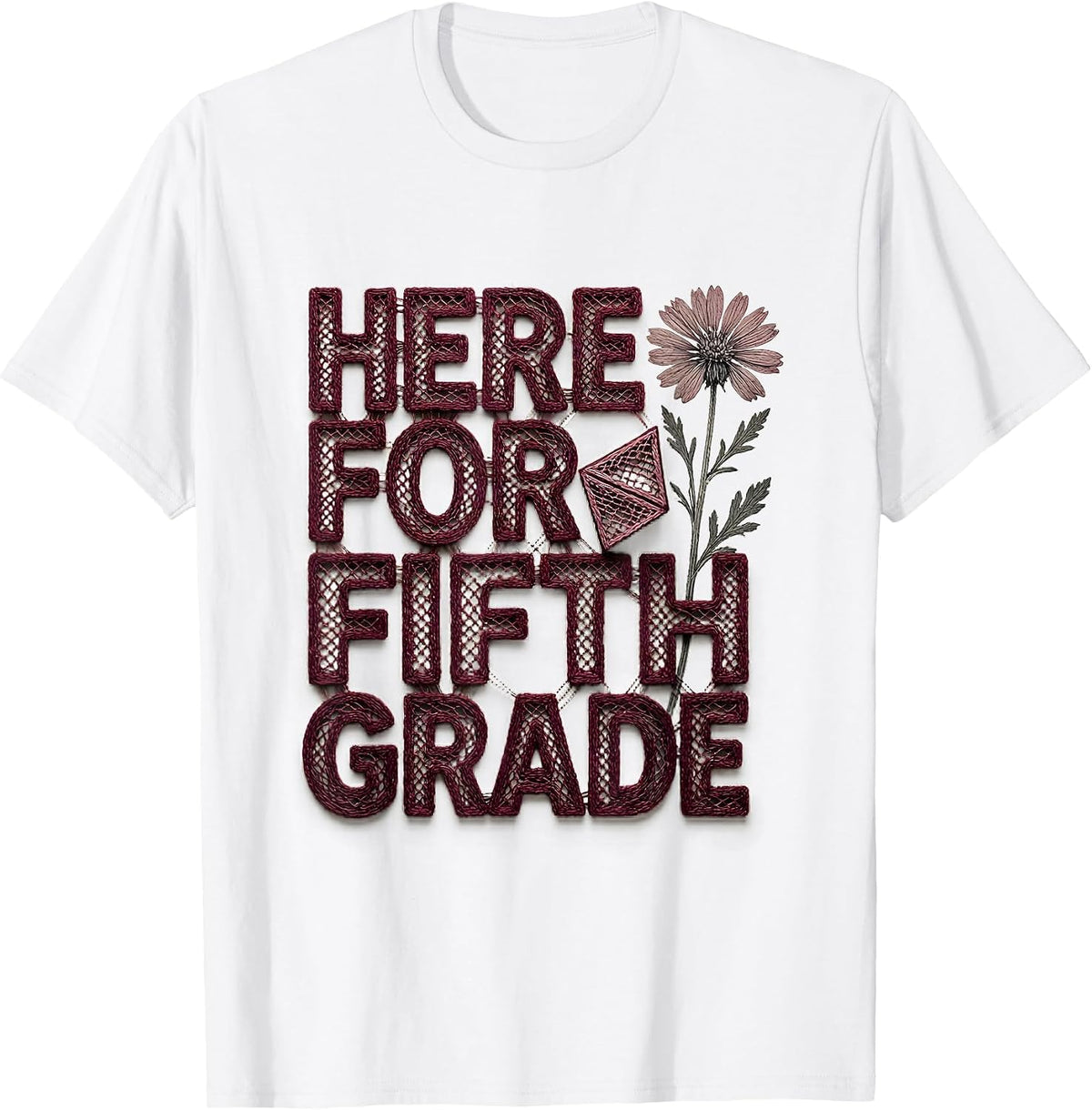 Men's Here For Fifth Grade Contemporary Tapestry Teacher Gift Back T-Shirt - White