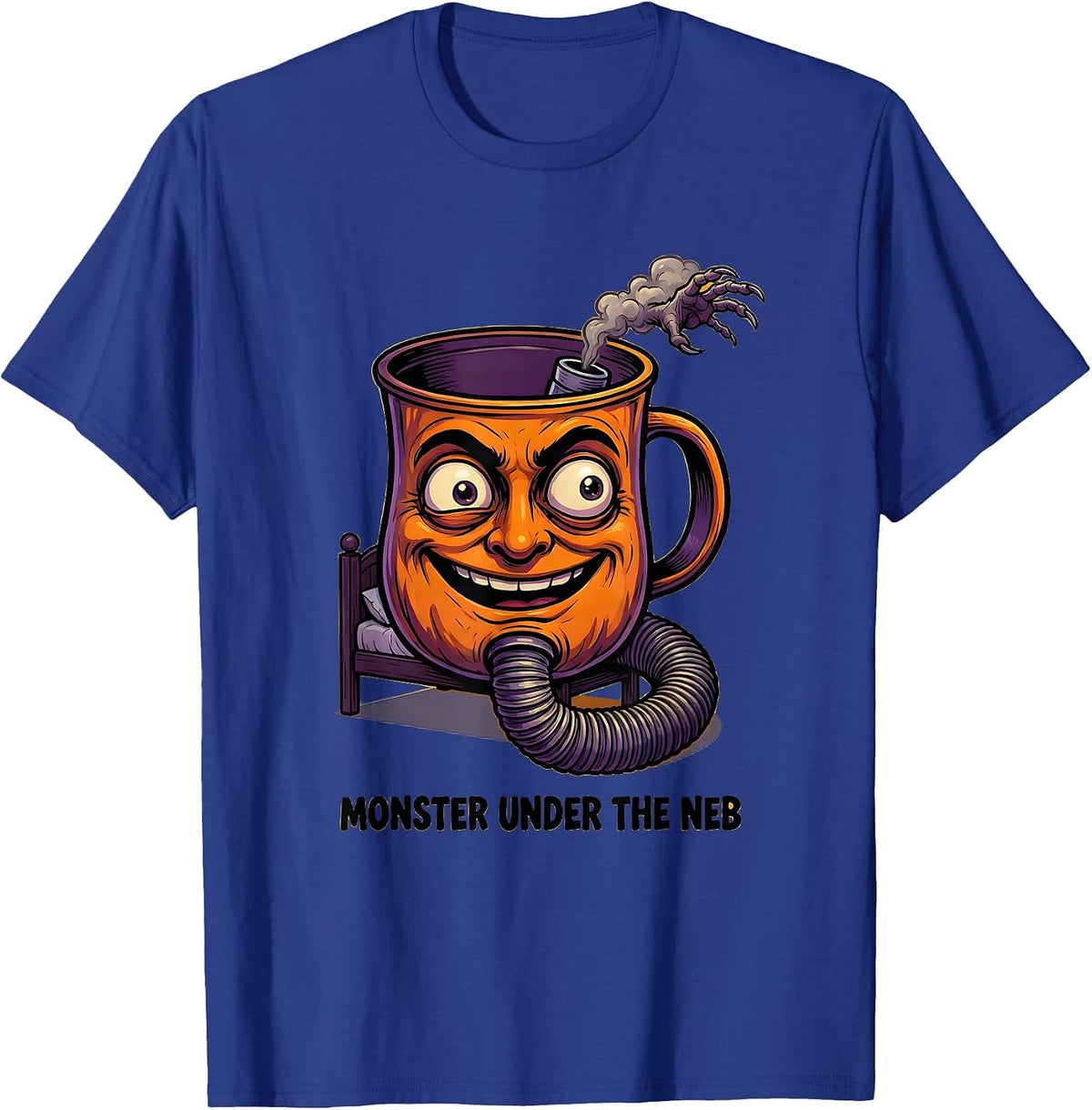 Monster Under The Neb Cartoon Respiratory Therapist T-Shirt - Royal Blue