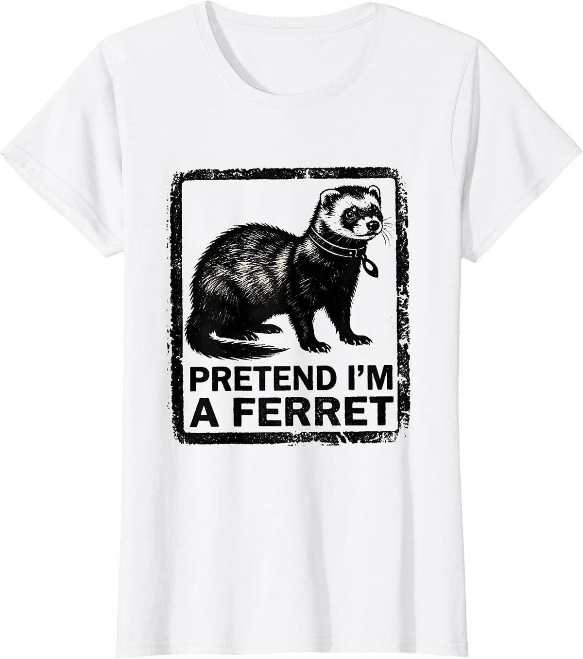 Pretend I'm A Ferret Funny Rubber Stamp Halloween Costume T-Shirt - White