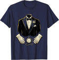 Vintage Tuxedo Pocket Watch and White Gloves Graphic T-Shirt - Navy Blue