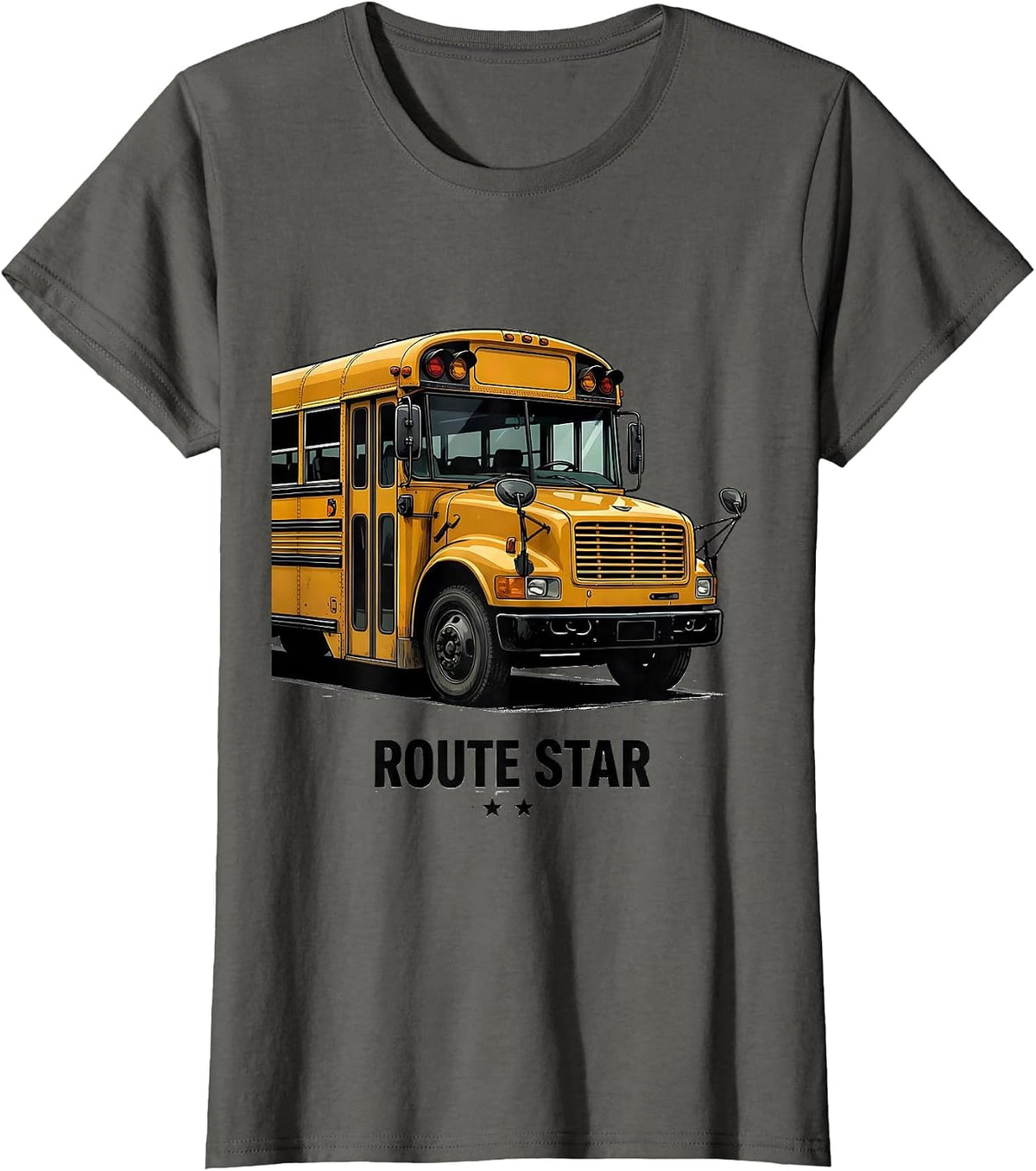 Women's Route Star Funny School Bus Driver Appreciation Gift T-Shirt - Asphalt Grey