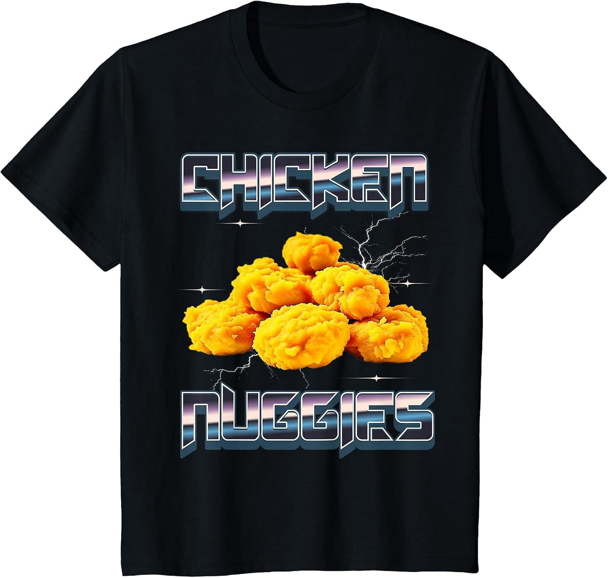Chicken Nuggets Nuggies Meme Band T-Shirt - Black