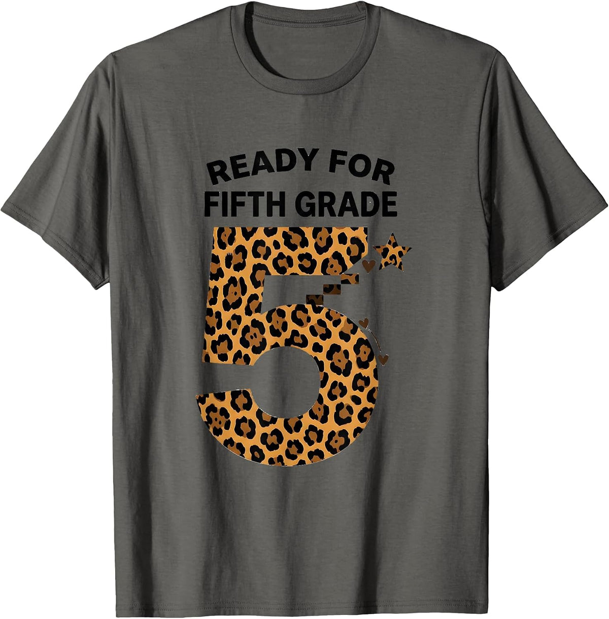 Men's Ready For Fifth Grade Leopard Print Teacher Back To School T-Shirt - Asphalt Grey