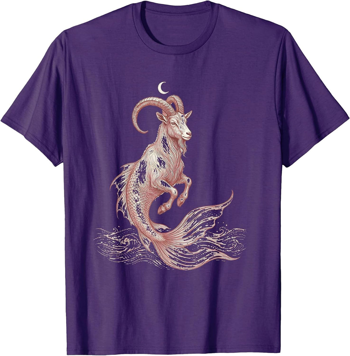 Capricorn Sea-Goat Rising Ocean Waves Zodiac T-Shirt - Purple