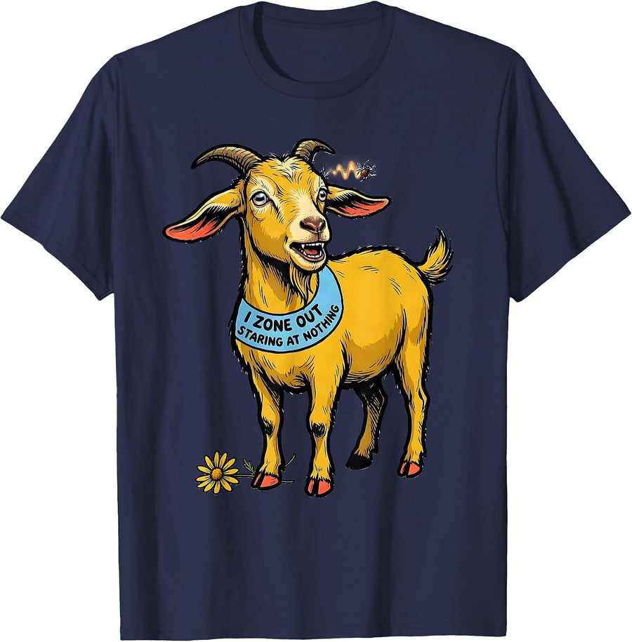 I Zone Out Staring At Nothing Funny Neurodivergent ADHD T-Shirt - Navy Blue