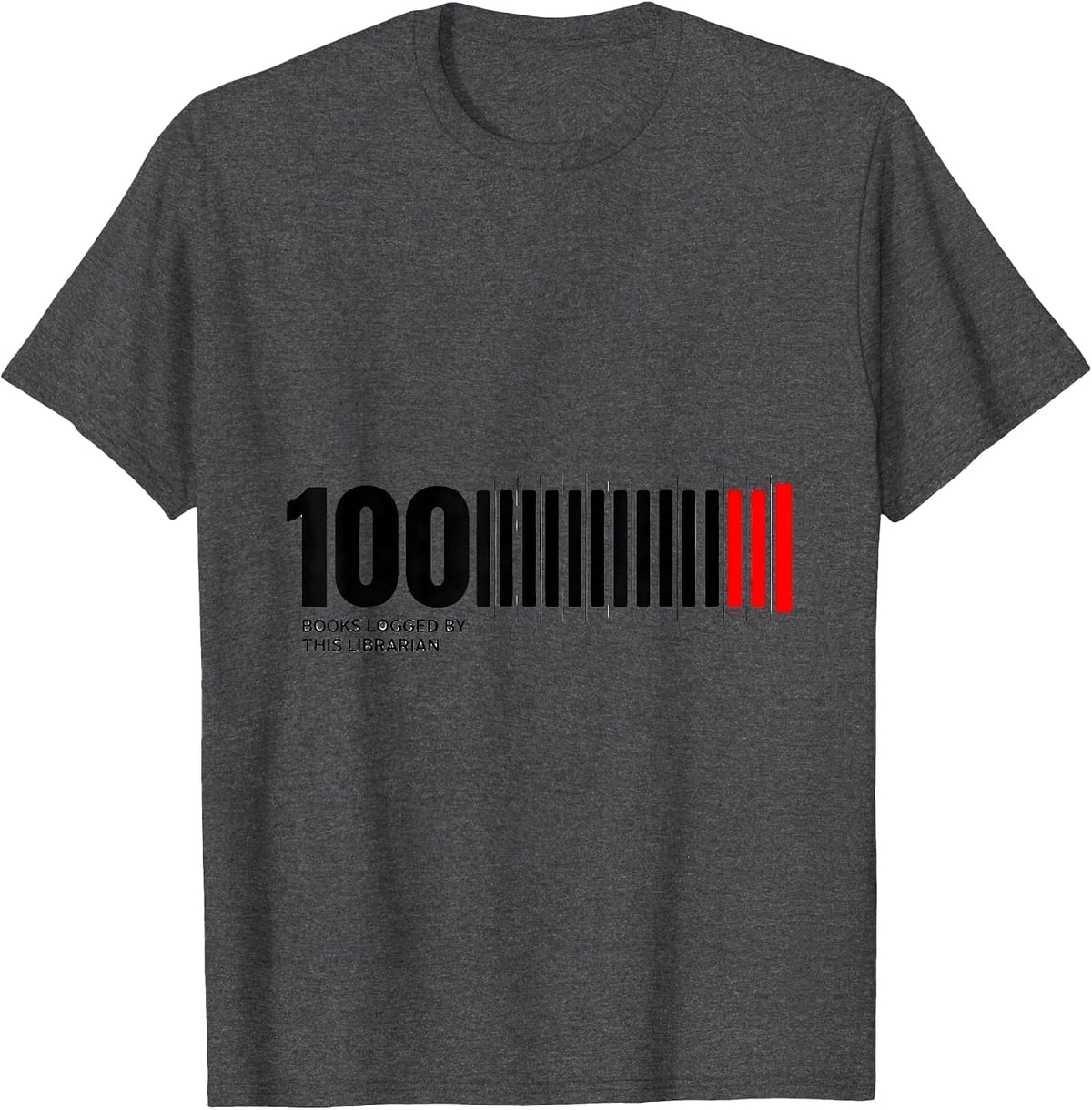 Men's 100 Books Logged By This Librarian Geometric Teacher T-Shirt - Dark Heather Grey
